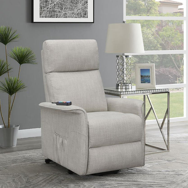 English Elm Beige Power Lift Recliner Chair with Memory Foam & Pocket Coil Seat, Wired Remote, 300 lb Capacity Functional Comfort for Living Room Relaxation B062P145469