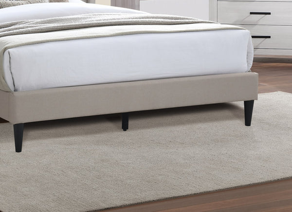 English Elm Light Brown Burlap Tufted Platform Bed Upholstered Eastern King Bedroom Frame B011P419422