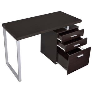 English Elm Cappuccino Modular 3-Drawer Reversible Office Desk with Metal Legs, Euro Glides & Ample Storage B062P145586