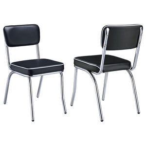 English Elm Black Retro Chrome Upholstered Side Chairs Set of 2 — Faux Leather Padded Seats, Open Back Vintage Bar Dining Style (96) B062P145561