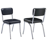 Vintage-Inspired Black & Chrome Side Chairs (Set of 2) - Plush Padded Seats