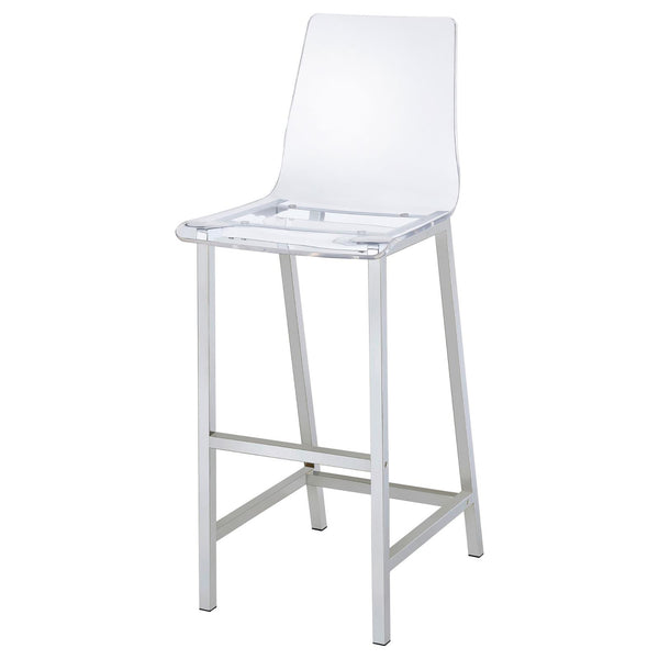 English Elm Clear Clear and Chrome Bar Stools Set of 2 — Modern Acrylic Seats with Curved Comfort Back & Chrome Base B062P145576