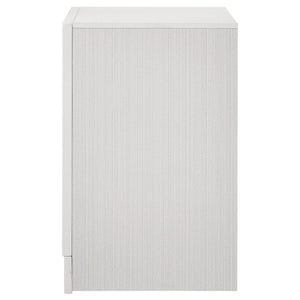 English Elm White Glam Nightstand with 2 Drawers, Hidden Felt-Lined Jewelry Tray, Crystal Pulls & Metallic Finish B062P145596