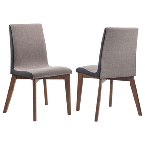 English Elm Grey Upholstered Mid-Century Dining Chairs Set of 2 — Curved Comfort, Natural Walnut Legs, Modern Casual Elegance B062P145493