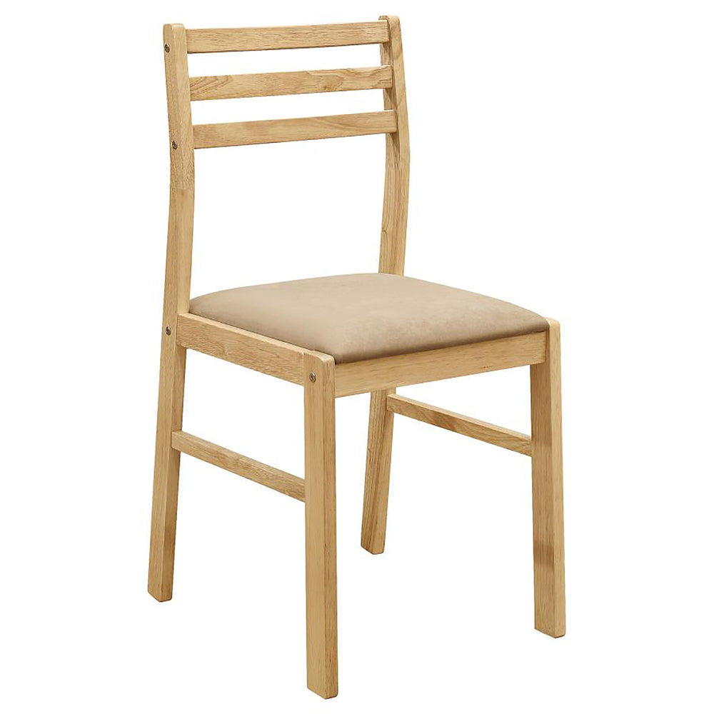 English Elm Natural 3-Piece Drop-Leaf Dining Set in Tan Upholstery — Compact Asian Tropical Wood Bistro Charm B062P145452