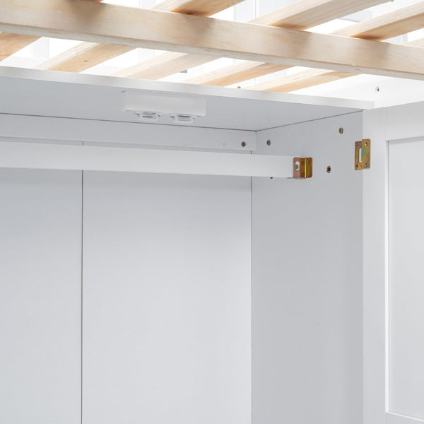 English Elm Full Size Kids Loft Bed with Integrated Desk Bookshelf Wardrobe and Storage Drawers White LT100669AAK
