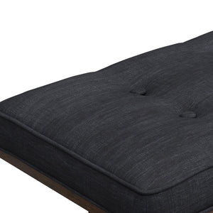 English Elm Grey Mid-Century Tufted Bench with Oak Frame, 50" Retro Tapered Legs and Button-Top Gray Seat B062P145488