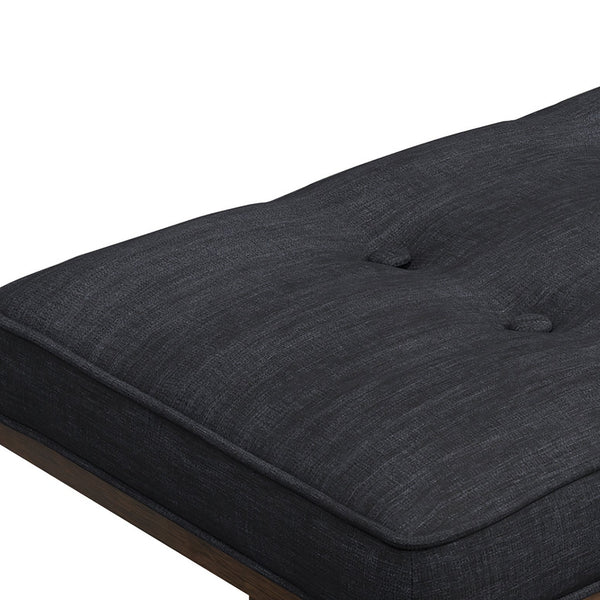 English Elm Grey Mid-Century Tufted Bench with Oak Frame, 50" Retro Tapered Legs and Button-Top Gray Seat B062P145488