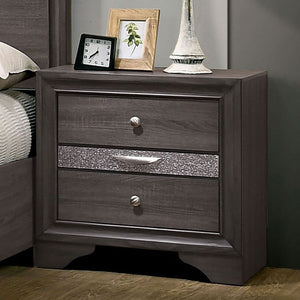 English Elm Contemporary gleaming bedside nightstand with silver accents, dovetail jewelry drawer and nickel knob, 26"H compact design Gray 30 L x 20 W x 30 H B011P145827