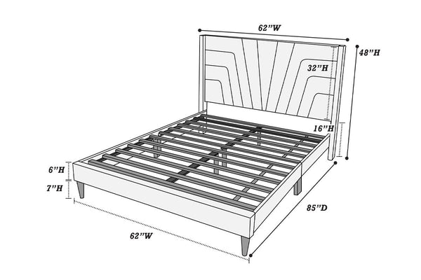 English Elm Charcoal Tufted Queen Upholstered Platform Bed Burlap Fabric Geometric Headboard Luxury Look B011P145822