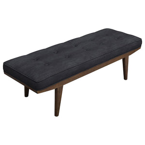 English Elm Grey Mid-Century Tufted Bench with Oak Frame, 50" Retro Tapered Legs and Button-Top Gray Seat B062P145488