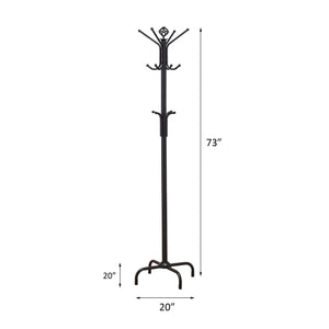 English Elm Black Spider Metal Coat Rack with Shiny Black Finish, 73" Tall Three-Tier Hooks for Entryway Storage and Hats B062P145490