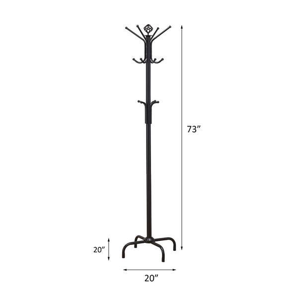 English Elm Black Spider Metal Coat Rack with Shiny Black Finish, 73" Tall Three-Tier Hooks for Entryway Storage and Hats B062P145490