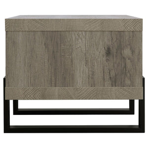 English Elm Grey Driftwood Modern 1-Shelf Coffee Table with Industrial Metal Accents, Spacious Display & Storage 92" B062P145594