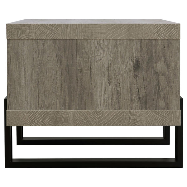 English Elm Grey Driftwood Modern 1-Shelf Coffee Table with Industrial Metal Accents, Spacious Display & Storage 92" B062P145594