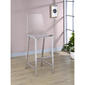 English Elm Clear Clear and Chrome Bar Stools Set of 2 — Modern Acrylic Seats with Curved Comfort Back & Chrome Base B062P145576