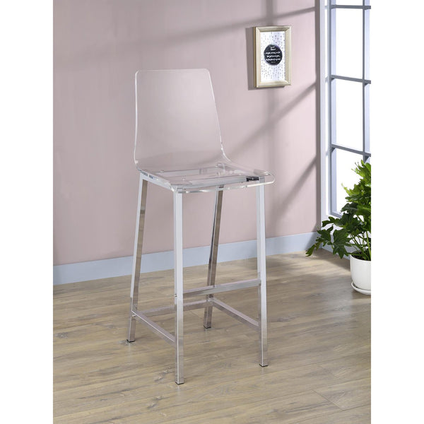 English Elm Clear Clear and Chrome Bar Stools Set of 2 — Modern Acrylic Seats with Curved Comfort Back & Chrome Base B062P145576