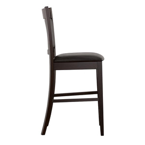 English Elm Black Black and Espresso Upholstered Counter Height Stools Set of 2 – Modern Leatherette Seats, 300 lb Capacity, Espresso Finish B062P145485