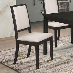 English Elm Cream Transitional Upholstered Side Chairs Set of 2 — Distressed Black Ash Frame, Cream Chenille Comfort, 300lb Limit B062P145454