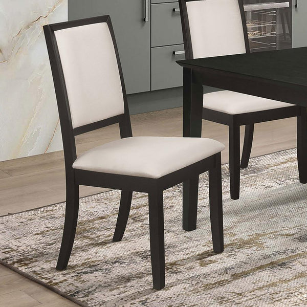 English Elm Cream Transitional Upholstered Side Chairs Set of 2 — Distressed Black Ash Frame, Cream Chenille Comfort, 300lb Limit B062P145454