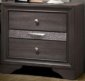 English Elm Contemporary gleaming bedside nightstand with silver accents, dovetail jewelry drawer and nickel knob, 26"H compact design Gray 30 L x 20 W x 30 H B011P145827