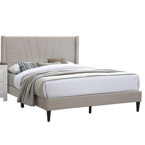 English Elm Light Brown Burlap Tufted Platform Bed Upholstered Eastern King Bedroom Frame B011P419422