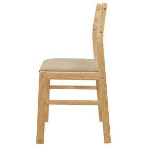 English Elm Natural 3-Piece Drop-Leaf Dining Set in Tan Upholstery — Compact Asian Tropical Wood Bistro Charm B062P145452