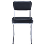 English Elm Black and Chrome Upholstered Side Chairs (Set Of 2)