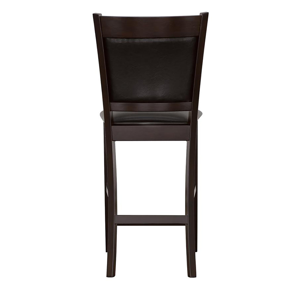 English Elm Black Black and Espresso Upholstered Counter Height Stools Set of 2 – Modern Leatherette Seats, 300 lb Capacity, Espresso Finish B062P145485