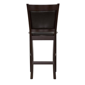 English Elm Black Black and Espresso Upholstered Counter Height Stools Set of 2 – Modern Leatherette Seats, 300 lb Capacity, Espresso Finish B062P145485