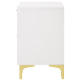 English Elm White and Gold 2-Drawer Rectangular Nightstand