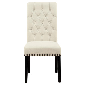 English Elm Beige Tufted Side Chairs Set of 2 — Button-Tufted Linen Dining Chairs with Nailhead Trim & Rustic Espresso Legs B062P145442