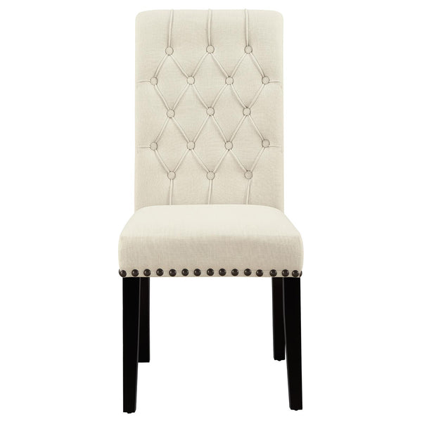 English Elm Beige Tufted Side Chairs Set of 2 — Button-Tufted Linen Dining Chairs with Nailhead Trim & Rustic Espresso Legs B062P145442