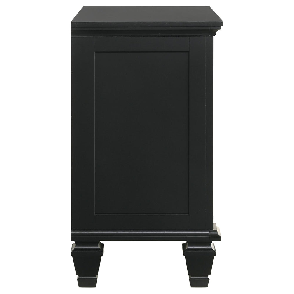 English Elm Black 3-Drawer Nightstand Cottage-Transitional Style with Pull-Out Tray, Silver Knobs, Durable Hardwood B062P145467