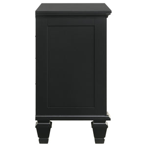 English Elm Black 3-Drawer Nightstand Cottage-Transitional Style with Pull-Out Tray, Silver Knobs, Durable Hardwood B062P145467