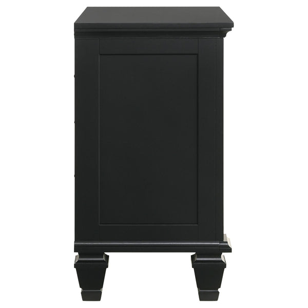 English Elm Black 3-Drawer Nightstand Cottage-Transitional Style with Pull-Out Tray, Silver Knobs, Durable Hardwood B062P145467