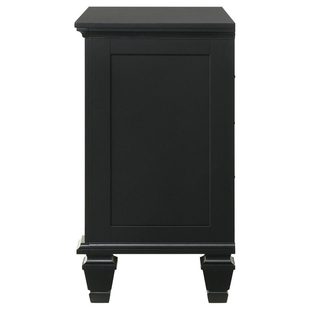 English Elm Black 3-Drawer Nightstand Cottage-Transitional Style with Pull-Out Tray, Silver Knobs, Durable Hardwood B062P145467