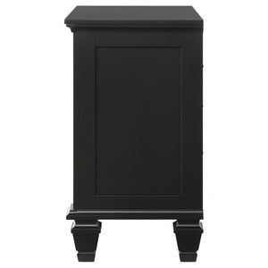 English Elm Black 3-Drawer Nightstand Cottage-Transitional Style with Pull-Out Tray, Silver Knobs, Durable Hardwood B062P145467