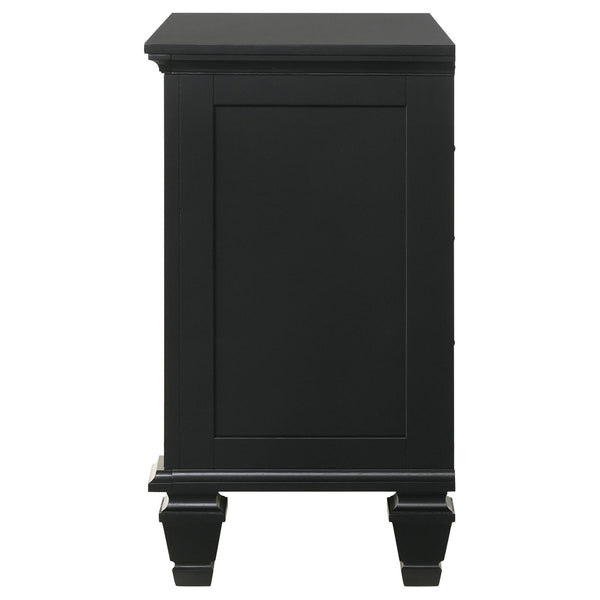 English Elm Black 3-Drawer Nightstand Cottage-Transitional Style with Pull-Out Tray, Silver Knobs, Durable Hardwood B062P145467