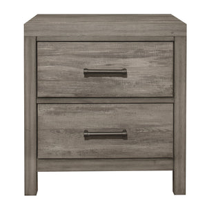 English Elm Rustic Bainbridge Nightstand 2-Drawer Weathered Gray Melamine with Black Metal Bar Pulls, 24x16x25.5" B011P146009