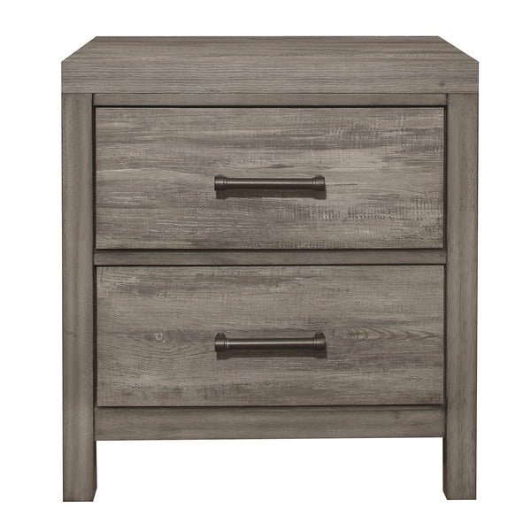 English Elm Rustic Bainbridge Nightstand 2-Drawer Weathered Gray Melamine with Black Metal Bar Pulls, 24x16x25.5" B011P146009