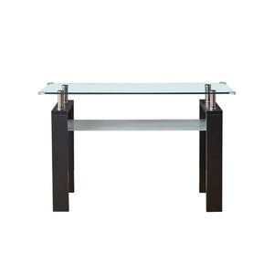 English Elm Black Mdf Foyer Console Dual Tempered Glass Shelves Sleek Architectural Entryway Table Black W1311P146042