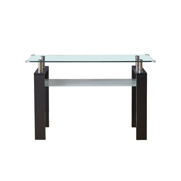 English Elm Black Mdf Foyer Console Dual Tempered Glass Shelves Sleek Architectural Entryway Table Black W1311P146042