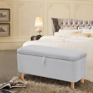 English Elm Basics Boucle Lift Top Storage Bench with Hidden Compartment for Entryway or Bedroom W1805137546