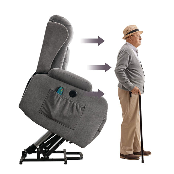 English Elm Power Lift Recliner with Heat Massage and Usb Port for Elderly Living Room Use W1521S00016