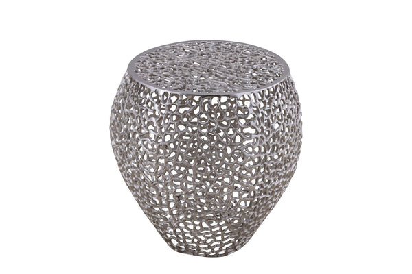 English Elm ET3403-18 Modern Aluminum Casting Side Table for Contemporary Living Rooms — Durable, Chic Accent Piece Silver G150108422