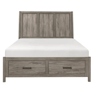 English Elm Rustic Queen Platform Bed Weathered Gray Reclaimed Wood Look with Footboard Drawers B011S00648