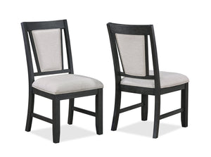 English Elm 2pc Contemporary Dining Side Chair Set – Upholstered Padded Seat & Back, Tapered Legs, Light Gray Finish B011P146013