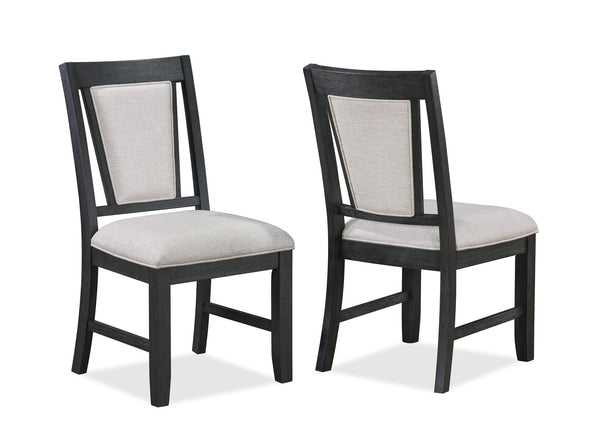 English Elm 2pc Contemporary Dining Side Chair Set – Upholstered Padded Seat & Back, Tapered Legs, Light Gray Finish B011P146013