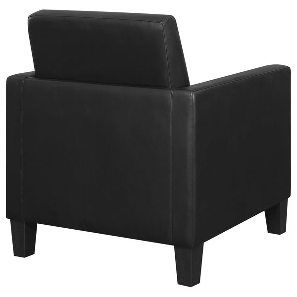 English Elm Black Upholstered Cushion Back Accent Chair with Slender Track Arms, Removable Seat, Cappuccino Legs B062P145613